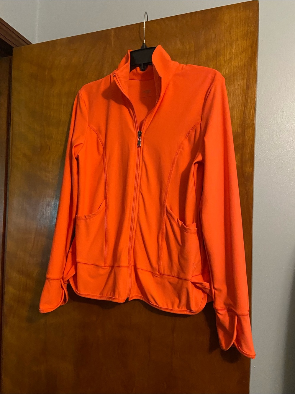 Danskin Now Bright Orange Full-Zip Bomber Jacket
